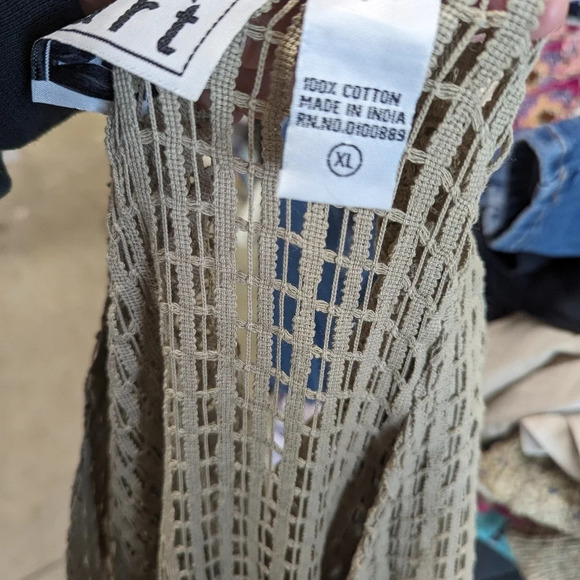 Tan Mesh Oversized Cardigan - Picture 3 of 6